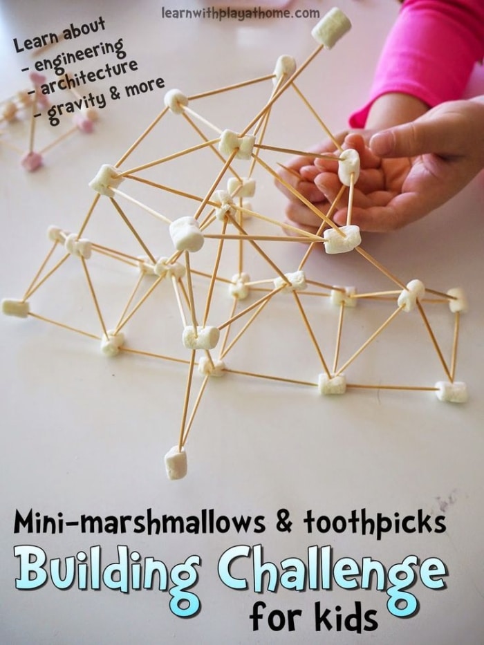 Mini-marshmallow And Toothpick Building Challenge For Kids